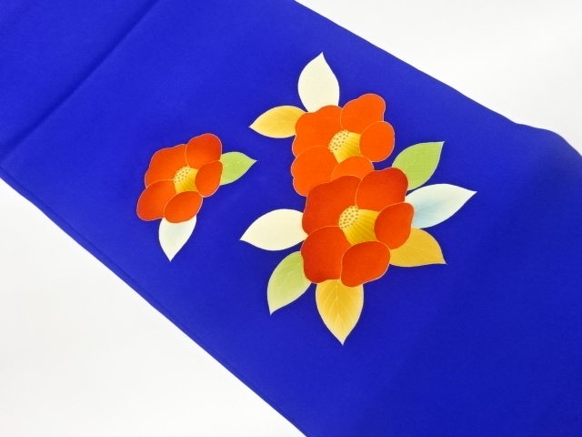 塩瀬椿模様開き名古屋帯（額縁仕立て）